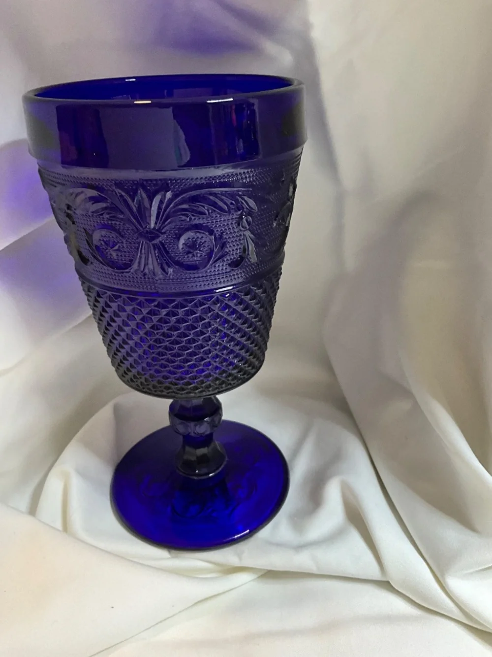Vintage Imperial‎ Glass Cape Cod Cobalt Blue Water Goblets - Set of 4